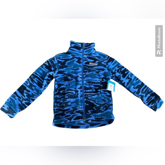 Youth Boys Columbia Fleece Sweater Blue Camouflage size XXS (4/5) - Picture 1 of 6